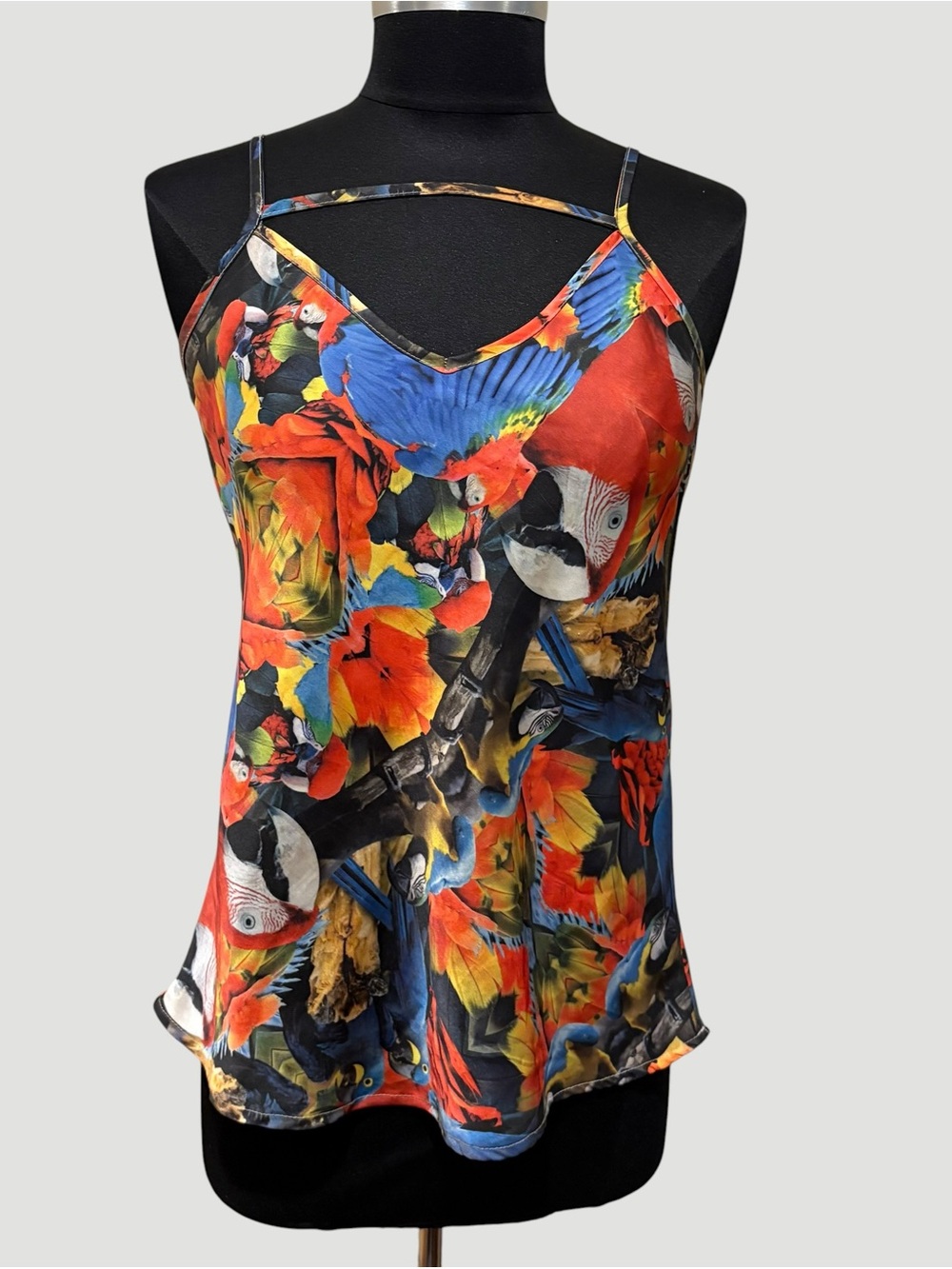 Doce Flor Vibrant Parrot Print Strappy Camisole - Multicolor size M